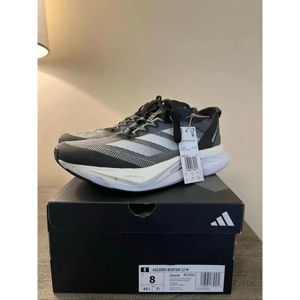 Adidas Adizero Boston 12 Running Shoes – Men’s Size 8 | Core Black / Carbon